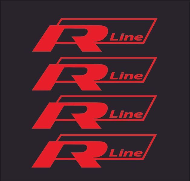Наклейка на диск колеса R-line красная комплект 4 шт. 200856 фото