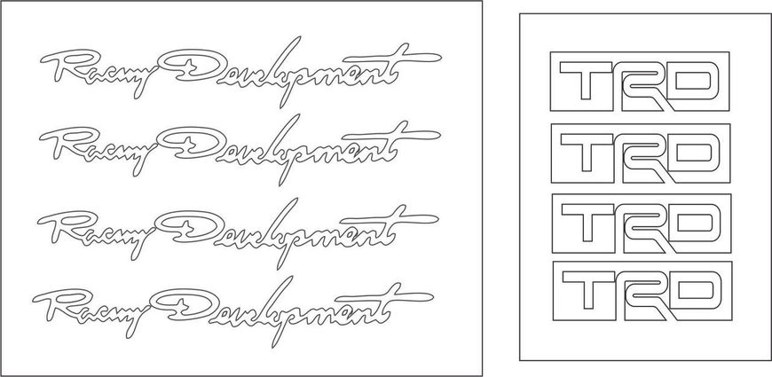 Наклейки на ручки Комплект наклеек Racing Development TRD - Белые (4 штуки) 20017 фото