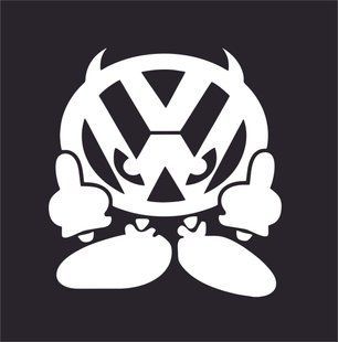 Наклейка чертик VW белая 20122 фото