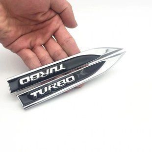 ЛЕЗО емблема на крило - TURBO чорні - комплект 2шт 300605 фото