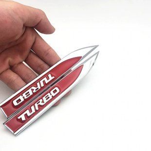 ЛЕЗО емблема на крило - TURBO червоні - комплект 2шт 300606 фото
