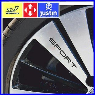 Автомобіль Наклейки диск колеса SPORT Комплект 4 штуки чорна 20101 фото