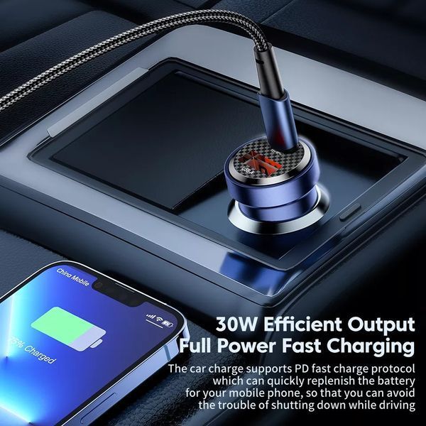 Автомобільний зарядний пристрій USB - 2 порти USB - Type-C 30w Toocki 50060 фото