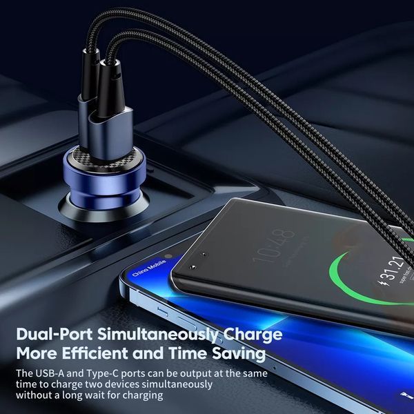 Автомобільний зарядний пристрій USB - 2 порти USB - Type-C 30w Toocki 50060 фото