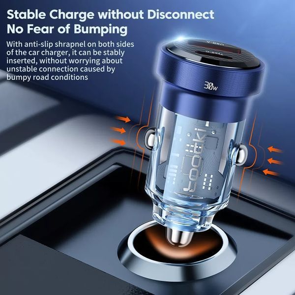 Автомобільний зарядний пристрій USB - 2 порти USB - Type-C 30w Toocki 50060 фото