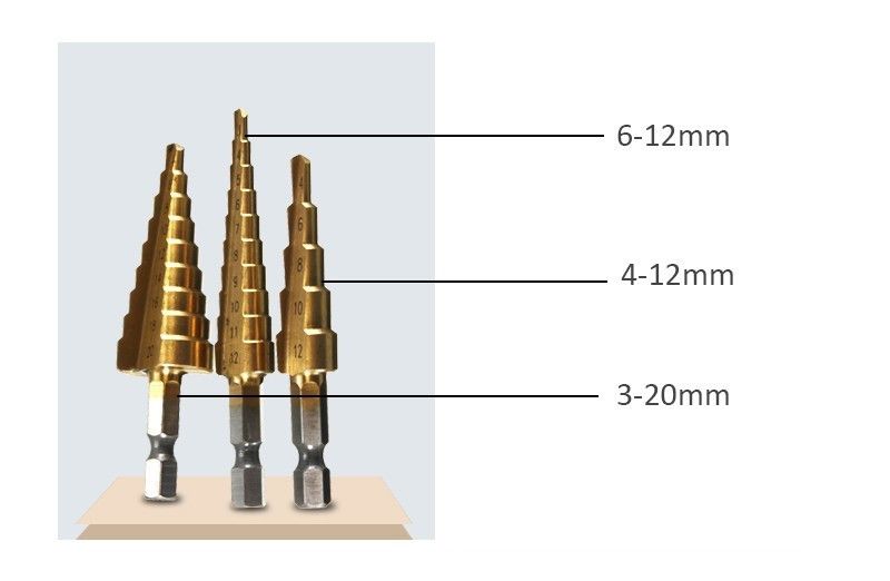 Ступенчатые сверла - комплект 3 шт 50082 фото