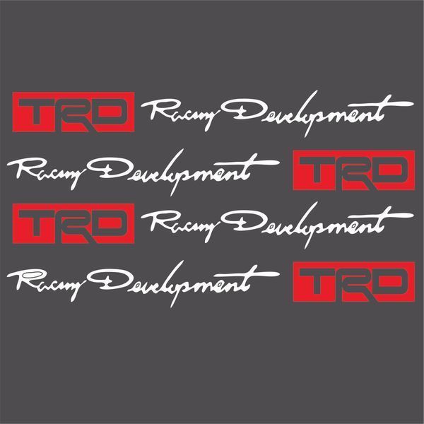 Наклейки на ручки Комплект наклеек Racing Development TRD - Белые с красным (4 штуки) 200175 фото