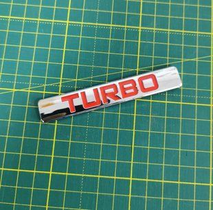 3D емблема TURBO - метал хром червоний текст 301411 фото