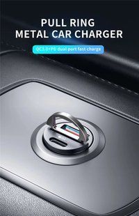 Автомобільний зарядний пристрій USB - 2 порти USB - Type-C 30w 500601 фото