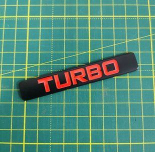 3D емблема TURBO - метал чорний червоний текст 301412 фото