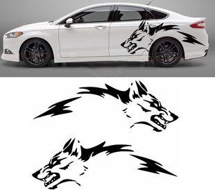 Наклейка на автомобиль 2 стороны Wolf Волк 200200 фото