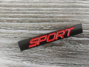 3D емблема SPORT - 75 x 11 мм чорна з червоним 301203 фото