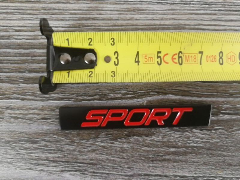 3D емблема SPORT - 75 x 11 мм чорна з червоним 301203 фото